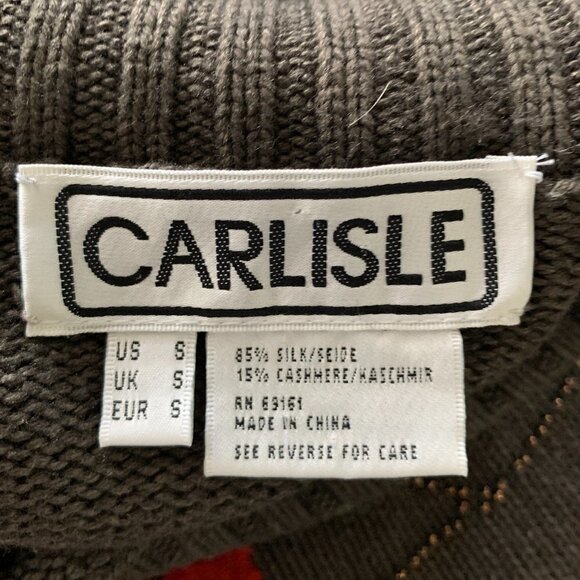 Vintage Carlisle Floral Embroidered Silk-Cashmere Turtleneck Sweater S #83B - Picture 8 of 9